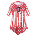 Chic Star & Stripe Women's T-Shirt with Stylish Lacing