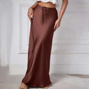 Chic High Waist Lace-Up Satin Skirt for Fall