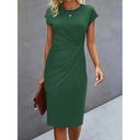 Waist-Accent Short Sleeve Dress for Women