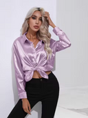 Chic Long Sleeve Satin Blouse