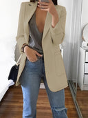 Chic Solid Color Business Blazer with Open Front