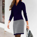 Chic Houndstooth Print Dress for Stylish Occasions