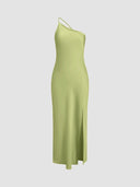 Chic Satin Maxi Dress with Back Slits