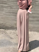 Chic Pleated High Waist Wide Leg Trousers