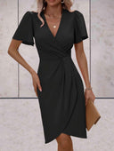 V-Neck Classic Wrap Dress in Chic Style