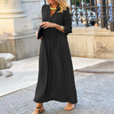 Chic V-Neck Summer Dress with Mid-Length Sleeves