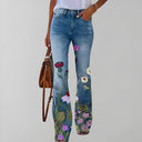 Floral Print Straight Jeans for Stylish Look