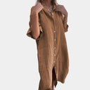 Chic Women's Shirt Dress with Convenient Pockets
