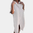 Chic Women's Shirt Dress with Convenient Pockets