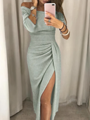 Off-the-Shoulder Glitter Party Dress