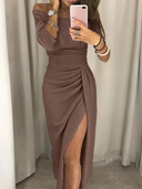 Off-the-Shoulder Glitter Party Dress