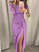 Off-the-Shoulder Glitter Party Dress