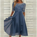 Lace and Chiffon Midi Dress for Style