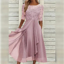 Lace and Chiffon Midi Dress for Style