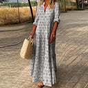Long Sleeve V-Neck Dress for Daily Wear
