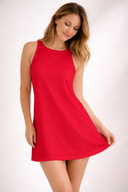 Chic Women's Sleeveless Summer Dress with Lace Trim
