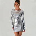 Shimmering Bodycon Mini Dress in Metallic Finish