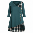 Chic Long-Sleeved Checked Dress for Women