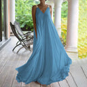Chloë Women's Boho Maxi Dress - Sleeveless V-Neck Elegance