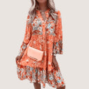 Bohemian Floral Print Midi Dress