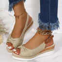 Summer Espadrille Sandals with Buckle and Knot Design
