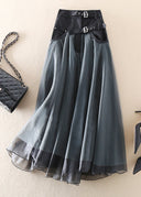 Chic High Waist Mesh Maxi Skirt