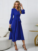 Chic Pleated Dress with Belt