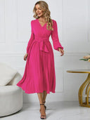 Chic Pleated Dress with Belt