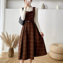 Chic Vintage Checkered Dress for Women