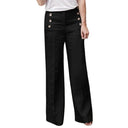 Chic High-Waisted Trousers with Decorative Buttons