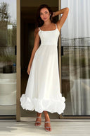 Chic Corset Midi Dress with Fringed Accents