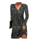 Shimmering Women's Long Sleeve Sequin Dress for Special Occasions