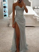 Chic Strapless Evening Dress with Side Slits
