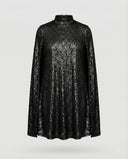 Mid-Length Sequin Cape Dress with Split Sleeves
