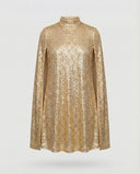 Mid-Length Sequin Cape Dress with Split Sleeves