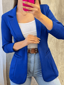 Chic Solid Color Blazer for Women - Notched Collar & Pockets