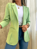 Chic Solid Color Blazer for Women - Notched Collar & Pockets