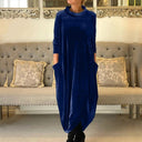 Chic Velvet Dress with Convenient Pockets