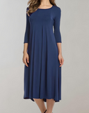 Chic 3/4 Sleeve Round Neck Swing Dress