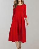 Chic 3/4 Sleeve Round Neck Swing Dress