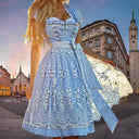 Embroidered Lace-Up Dirndl Dress