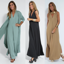 Chic Long Dress & Vest Set