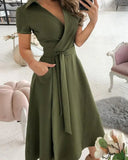 Chic V-Neck Midi Dress for Women