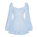 Trendy Puff Sleeve Ruffle Layer Mini Dress