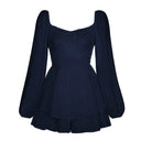 Trendy Puff Sleeve Ruffle Layer Mini Dress