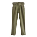 High-Waist Pants with Belt and Pockets for Effortless Style