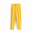 High-Waist Pants with Belt and Pockets for Effortless Style
