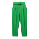 High-Waist Pants with Belt and Pockets for Effortless Style