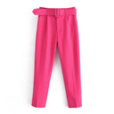 High-Waist Pants with Belt and Pockets for Effortless Style