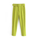 High-Waist Pants with Belt and Pockets for Effortless Style